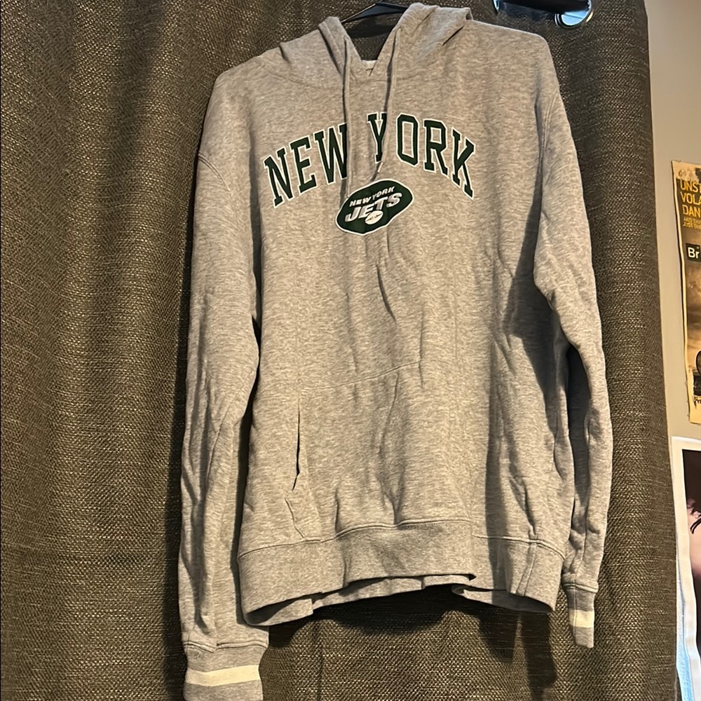Official licensed NFL New York Jets Embroidered Gray Hoodie